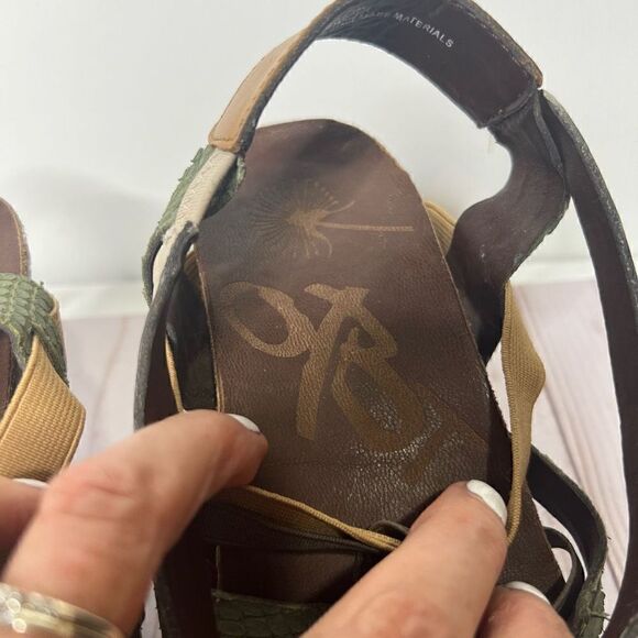 OTBT Taupe Laconia Leather Wedge Sandals - Picture 5 of 9